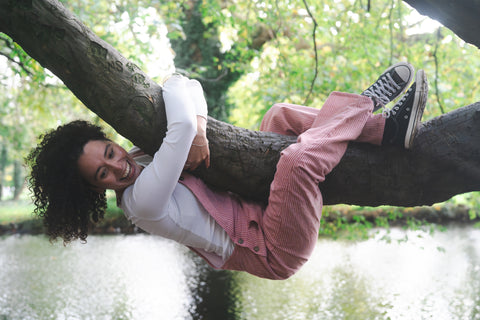 Stripes Pink & White Dungarees - Adults Collection